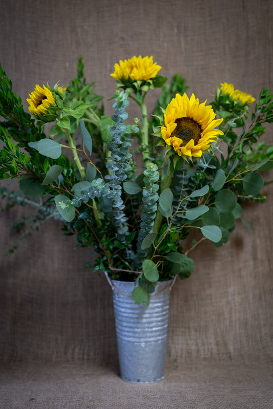 Sunny Greens Arrangement - DIY Kit - Sunflowers and Mixed Greens